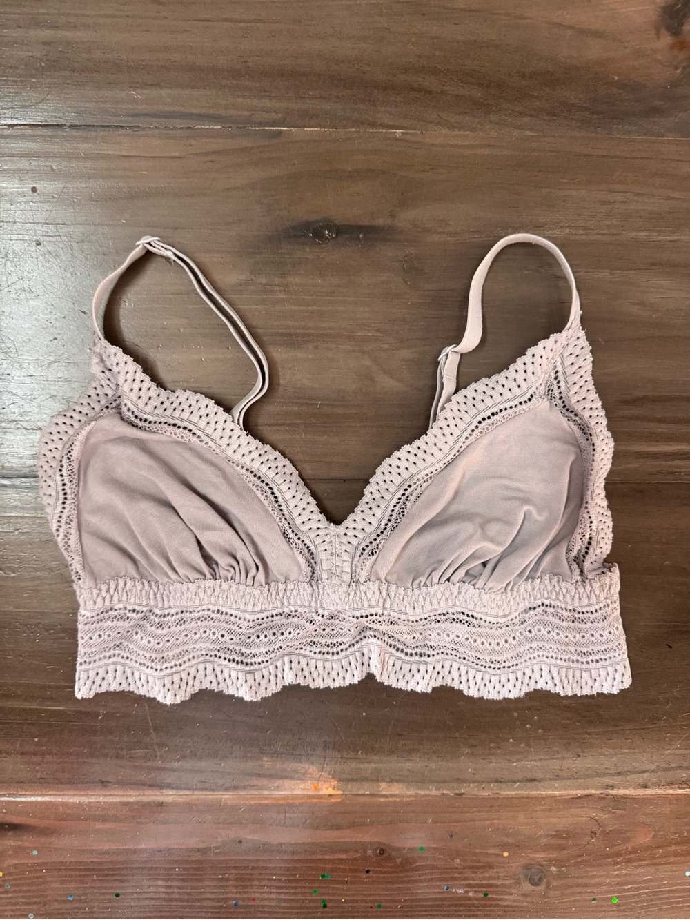 Cosabella Scalloped Lace V Neck Bralette Dusty Grey Women’s M